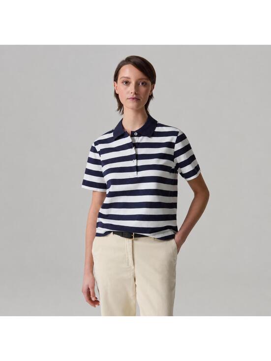PIOMBO Tops - NWT Piombo White Blue Striped Polo Shirt Women's Size Large